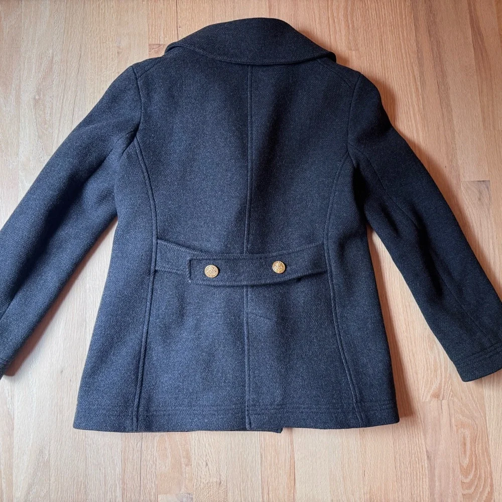 J. Crew Double-Breasted Stadium Cloth Wool Peacoat with Gold Buttons